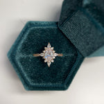 Load image into Gallery viewer, Starburst Engagement Ring Ring, Vintage Dainty Ring, Star Ring, Art Deco, Flower Cluster Anniversary Ring