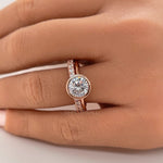Load image into Gallery viewer, 2.00ct Rose Gold Bezel Engagement Ring, Round Bezel Simulated Diamond Ring, Proposal Ring, Bridal Ring, Minimalist Engagement Ring,