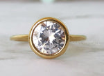 Load image into Gallery viewer, 2.00ct Rose Gold Bezel Engagement Ring, Round Bezel Simulated Diamond Ring, Proposal Ring, Bridal Ring, Minimalist Engagement Ring,