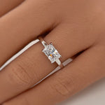 Load image into Gallery viewer, 1.00ct Horizontal Radiant Diamond Ring, Radiant Cut Horizontal Engagement Ring, Solitaire Radiant Ring, East West Diamond Ring