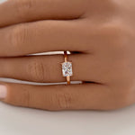 Load image into Gallery viewer, 1.00ct Horizontal Radiant Diamond Ring, Radiant Cut Horizontal Engagement Ring, Solitaire Radiant Ring, East West Diamond Ring