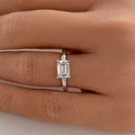 Load image into Gallery viewer, 1.00ct Horizontal Emerald Cut Diamond Ring, Emerald Cut Horizontal Engagement Ring, Solitaire Emerald Ring, East West Emerald Diamond Ring