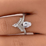 Load image into Gallery viewer, Art Deco Pear Engagement Ring, Pear Cluster, Wedding Ring ,Pear Diamond, Art Deco Engagement Ring, Accent Ring
