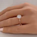 Load image into Gallery viewer, 2.00ct Rose Gold Bezel Engagement Ring, Round Bezel Simulated Diamond Ring, Proposal Ring, Bridal Ring, Minimalist Engagement Ring,