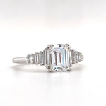 Load image into Gallery viewer, Art Deco Moissanite Engagement Ring, 1.00ct Emerald Cut, Art Deco Ring, Art Deco Emerald Cut Moissanite Engagement Ring, Bridal Ring