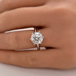 Load image into Gallery viewer, 1.00ct Round Moissanite Solitaire Ring, 6 Prong Moissanite Engagement Ring, Bridal Ring, Proposal Ring, Sterling Silver with Vermeil