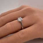 Load image into Gallery viewer, 1.00ct Round Moissanite Solitaire Ring, 6 Prong Moissanite Engagement Ring, Bridal Ring, Proposal Ring, Sterling Silver with Vermeil
