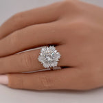 Load image into Gallery viewer, Art Deco Engagement Ring, Snowflake Cluster Engagement Ring, Wedding Ring Simulated Diamond Flower engagement Ring, Snowflake Ring