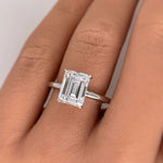 Load image into Gallery viewer, 2.50ct Emerald Cut Simulated Diamond Engagement Ring, Emerald Cut Solitaire Ring, Emerald Cut, Sterling Silver, Gold, Rose Gold Vermeil