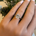 Load image into Gallery viewer, 2.50ct Emerald Cut Simulated Diamond Engagement Ring, Emerald Cut Solitaire Ring, Emerald Cut, Sterling Silver, Gold, Rose Gold Vermeil