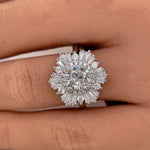 Load image into Gallery viewer, Art Deco Engagement Ring, Snowflake Cluster Engagement Ring, Wedding Ring Simulated Diamond Flower engagement Ring, Snowflake Ring
