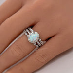 Load image into Gallery viewer, Opal Engagement Ring Set, 3 Ring Set Art Deco Fitted Opal Ring Set, Opal Bridal Set, Wedding Ring Opal Band, Bridal Set