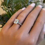 Load image into Gallery viewer, 2.50ct Emerald Cut Moissanite Engagement Ring, Emerald Cut Solitaire Ring, Moissanite, Sterling Silver, Gold, Rose Gold Vermeil