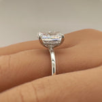 Load image into Gallery viewer, 3.00ct Crushed Ice Moissanite Engagement Ring, Radiant Cut Crushed Ice Solitaire Ring, Hidden Halo, Sterling Silver with Vermeil, Moissanite