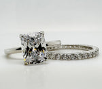 Load image into Gallery viewer, 2.50 Elongated Cushion Cut Moissanite Engagement Ring Set, Solitaire Long Cushion Cut Moissanite Ring Set, Sterling Silver with Vermeil