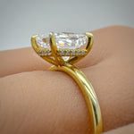 Load image into Gallery viewer, 3.00ct Crushed Ice Engagement Ring Set, Radiant Crushed Ice Solitaire Ring Set, Hidden Halo, Sterling Silver with Vermeil, Minimalist