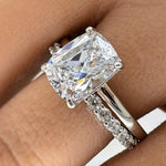 Load image into Gallery viewer, 2.50 Elongated Cushion Cut Moissanite Engagement Ring Set, Solitaire Long Cushion Cut Moissanite Ring Set, Sterling Silver with Vermeil