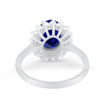 Load image into Gallery viewer, Oval Sapphire Halo Engagement Ring, Art Deco Sapphire Engagement Ring, Blue Ring, Oval Sapphire Proposal Ring, Statement Sapphire Ring