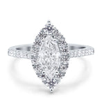 Load image into Gallery viewer, Marquise Diamond Engagement Ring, Marquise Halo Engagement Ring, Simple Minimalist Ring, Simulated Diamonds, Sterling Silver with Vermeil