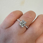 Load image into Gallery viewer, 1.75ct Emerald Cut Engagement Ring, Emerald Cut Baguette Band Ring, Emerald Cut CZ Baguette Ring Sterling Silver with Vermeil