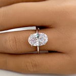 Load image into Gallery viewer, 3.00ct Oval Diamond Engagement Ring, Elongated Oval Ring, 12x8 Oval Bridal Ring , Oval Solitaire, Simulate Diamond, Sterling Silver