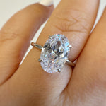 Load image into Gallery viewer, 3.00ct Oval Diamond Engagement Ring, Elongated Oval Ring, 12x8 Oval Bridal Ring , Oval Solitaire, Simulate Diamond, Sterling Silver