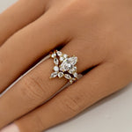 Load image into Gallery viewer, 1.00ct Marquise Ring Set, Art Deco Marquise Engagement Ring Set, Bridal Marquise Ring Set, Wedding Set, Sterling Silver with Vermeil