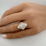 Load image into Gallery viewer, Art Deco Cluster Engagement Ring, Marquise Baguette Cluster, Wedding Ring Simulated Diamond, Bridal Ring Art Deco
