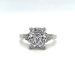 Load image into Gallery viewer, 3.50 Elongated Cushion Cut Moissanite Engagement Ring, Double Prong, Side Accents, Long Cushion Cut Moissanite, Sterling Silver with Vermeil