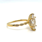 Load image into Gallery viewer, Oval Moissanite Ring, Thick Bank Engagement Ring, Oval Moissanite, Sterling Silver, Bold Modern Engagement Ring