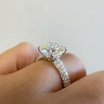 Load image into Gallery viewer, 5.00ct Round Moissanite Engagement Ring, 4 Prong Large Genuine Moissanite, Bridal Ring, Proposal Ring, Sterling Silver with Vermeil