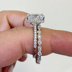 Load image into Gallery viewer, 4.00ct Elongated Cushion Cut Moissanite Engagement Ring, Solitaire Long Cushion Cut Hidden Halo Ring, Sterling Silver with Vermeil