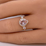 Load image into Gallery viewer, Pear Morganite Art Deco Engagement Ring Set, Diamond Bridal Set, Art Deco Rings, Sterling Silver, Bridal Ring Set Morganite Simulate Diamond