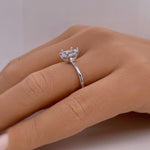 Load image into Gallery viewer, 1.00ct Elongated Hexagon Ring, Hexagon Solitaire Engagement Ring, Bridal Ring, 6 Claw Long Hexagon Ring, Sterling Silver with Vermeil