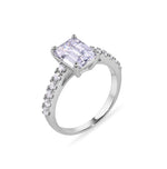 Load image into Gallery viewer, 2.00ct Emerald Cut Moissanite Engagement Ring, Emerald Cut Cathedral Setting Ring, Sterling Silver with Vermeil