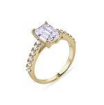 Load image into Gallery viewer, 2.00ct Emerald Cut Moissanite Engagement Ring, Emerald Cut Cathedral Setting Ring, Sterling Silver with Vermeil