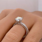 Load image into Gallery viewer, 2.00ct Round Moissanite Engagement Ring, 4 Prong Genuine Moissanite, Hidden Halo, Bridal Ring, Proposal Ring, Sterling Silver with Vermeil