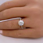 Load image into Gallery viewer, 2.00ct Round Moissanite Engagement Ring, Hidden Halo, Moissanite Bridal Ring, Proposal Ring, Sterling Silver with Vermeil, 14k Gold