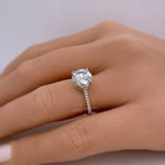 Load image into Gallery viewer, 2.00ct Round Moissanite Engagement Ring, Hidden Halo, Moissanite Bridal Ring, Proposal Ring, Sterling Silver with Vermeil, 14k Gold