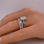 Load image into Gallery viewer, 2.00ct Emerald Cut Moissanite Engagement Ring, Emerald Cut Solitaire Ring, Genuine Moissanite GRA Certified, Sterling Silver with Vermeil