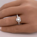 Load image into Gallery viewer, 1.00ct Heart Moissanite Engagement Ring, Heart Solitaire Ring, Genuine Moissanite GRA Certified, Sterling Silver with Vermeil