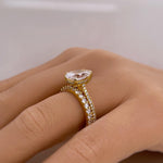 Load image into Gallery viewer, 3.00ct Pear Diamond Engagement Ring, Hidden Halo Claw Prong Teardrop Solitaire, Bridal Ring, Proposal Ring, Simulated Diamond