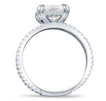 Load image into Gallery viewer, 3.50 Elongated Cushion Cut Moissanite Engagement Ring, Split Band, Double Band, Long Cushion Cut Moissanite, Sterling Silver with Vermeil