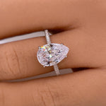 Load image into Gallery viewer, 3.00ct Pear Moissanite Engagement Ring, Teardrop Solitaire Ring, Hidden Halo Bridal Ring, Proposal Ring, Pear Moissanite Ring