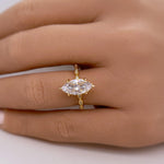 Load image into Gallery viewer, 1.50ct Marquise Diamond Engagement Ring, 14k Gold, Art Deco Band, Dainty Marquise Bridal Ring, Marquise Lab Diamond
