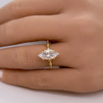 Load image into Gallery viewer, Oval Moissanite Ring, Thick Bank Engagement Ring, Oval Moissanite, Sterling Silver, Bold Modern Engagement Ring