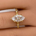 Load image into Gallery viewer, 2.00ct Marquise Simulated Diamond Engagement Ring, Art Deco, Dainty Marquise Bridal Ring, Sterling Silver with Vermeil