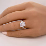 Load image into Gallery viewer, 3.50 Elongated Cushion Cut Moissanite Engagement Ring, Double Prong, Side Accents, Long Cushion Cut Moissanite, Sterling Silver with Vermeil