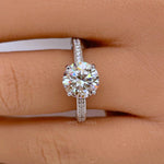 Load image into Gallery viewer, 2.00ct Round Moissanite Engagement Ring, 4 Prong Genuine Moissanite, Hidden Halo, Bridal Ring, Proposal Ring, Sterling Silver with Vermeil