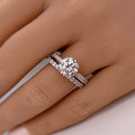 Load image into Gallery viewer, 2.00ct Round Moissanite Engagement Ring, 4 Prong Genuine Moissanite, Hidden Halo, Bridal Ring, Proposal Ring, Sterling Silver with Vermeil